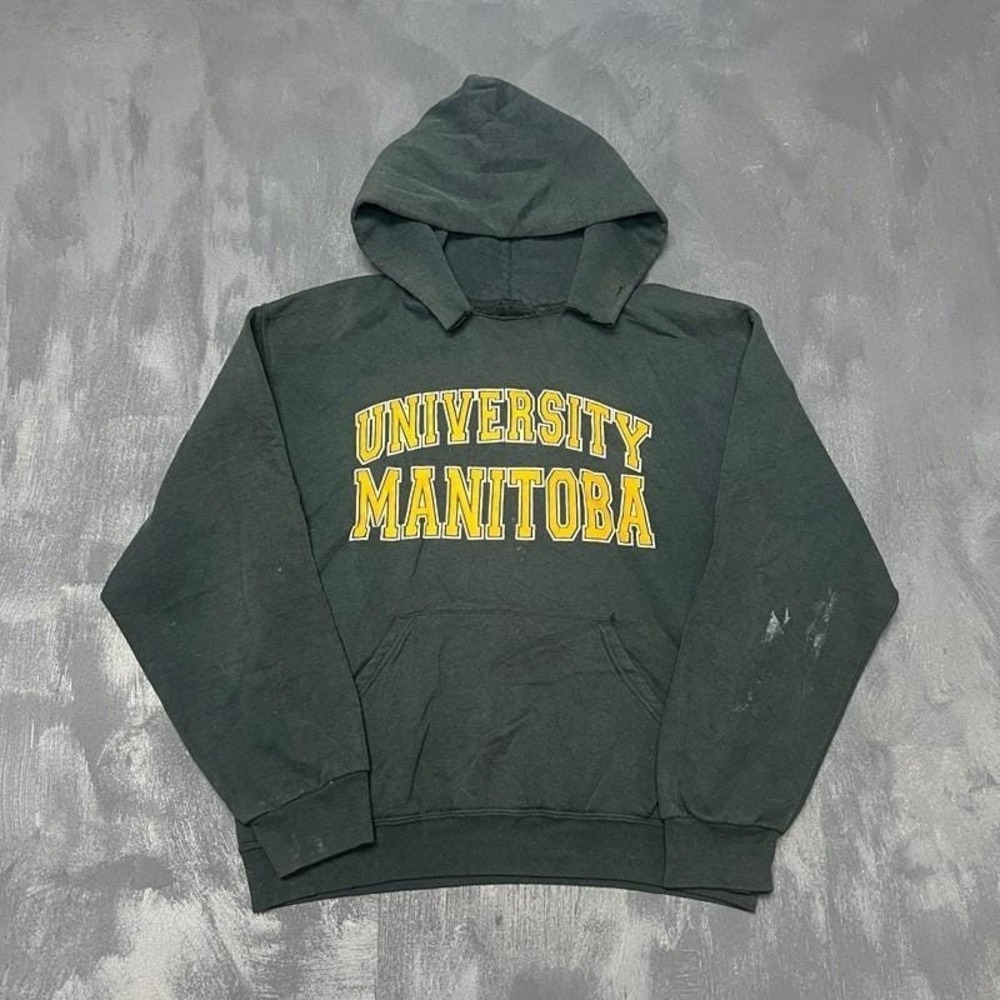Vintage University Of Manitoba Hoodie Mens Large Black 1990s Distressed